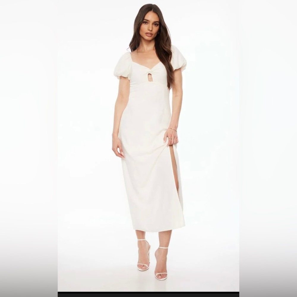Puff Sleeve Linen Maxi Dress